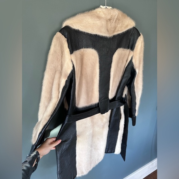 Vintage 70s Buffums California Genuine Leather / fur coat sz s/m - Picture 10 of 12